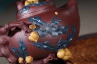 《多子多?！芬伺d紫砂壺高級(jí)工藝美術(shù)師純手工底槽青中壺茶具泡茶壺創(chuàng)新壺