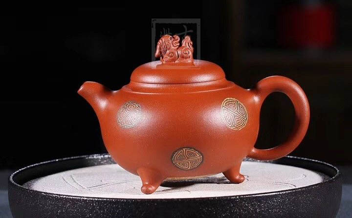 《獅韻》紫砂壺全手工茶壺老師小紅泥，絞泥（段泥、紫泥、綠泥等）壺